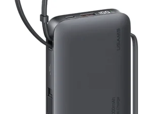 USAMS power bank CD228 με 2x καλώδια, 2x θύρες εξόδου, 10000mAh, 20W, γκρι
