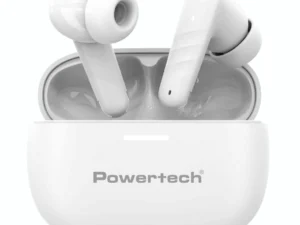 POWERTECH earphones με θήκη φόρτισης PT-1432, True Wireless, 35/300mAh, λευκά