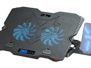 POWERTECH βάση & ψύξη laptop PT-1346, έως 15.6", 2x 125mm LED fan, μαύρη