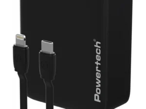 POWERTECH power bank PT-1504 με καλώδια & οθόνη, 20000mah, 22.5W, μαύρο